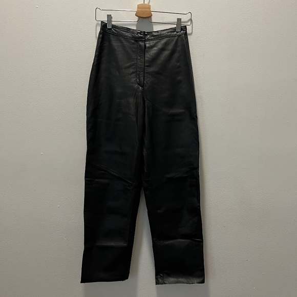 Black Leather Moto Pants - Picture 1 of 9